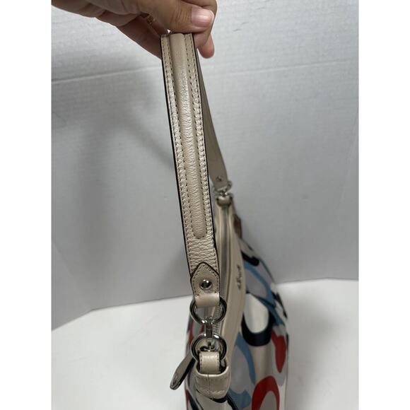 Coach Ashley Op Art Satin Multi Print Handbag Purse C1376-F23930 Shoulder Bag - Picture 14 of 16